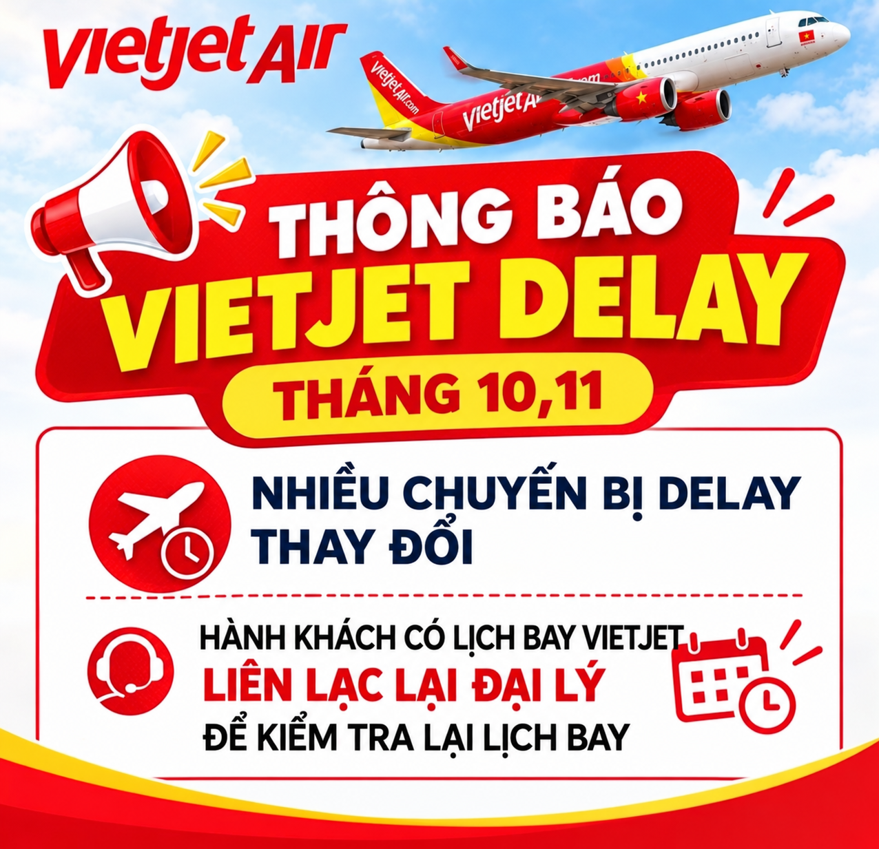 VIETJET DELAY THÁNG 10, 11/2026 – HÀNH KHÁCH LƯU Ý KIỂM TRA 
